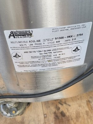 AccuTemp 30 Gallon Edge Series Stationary Gas Kettle Used