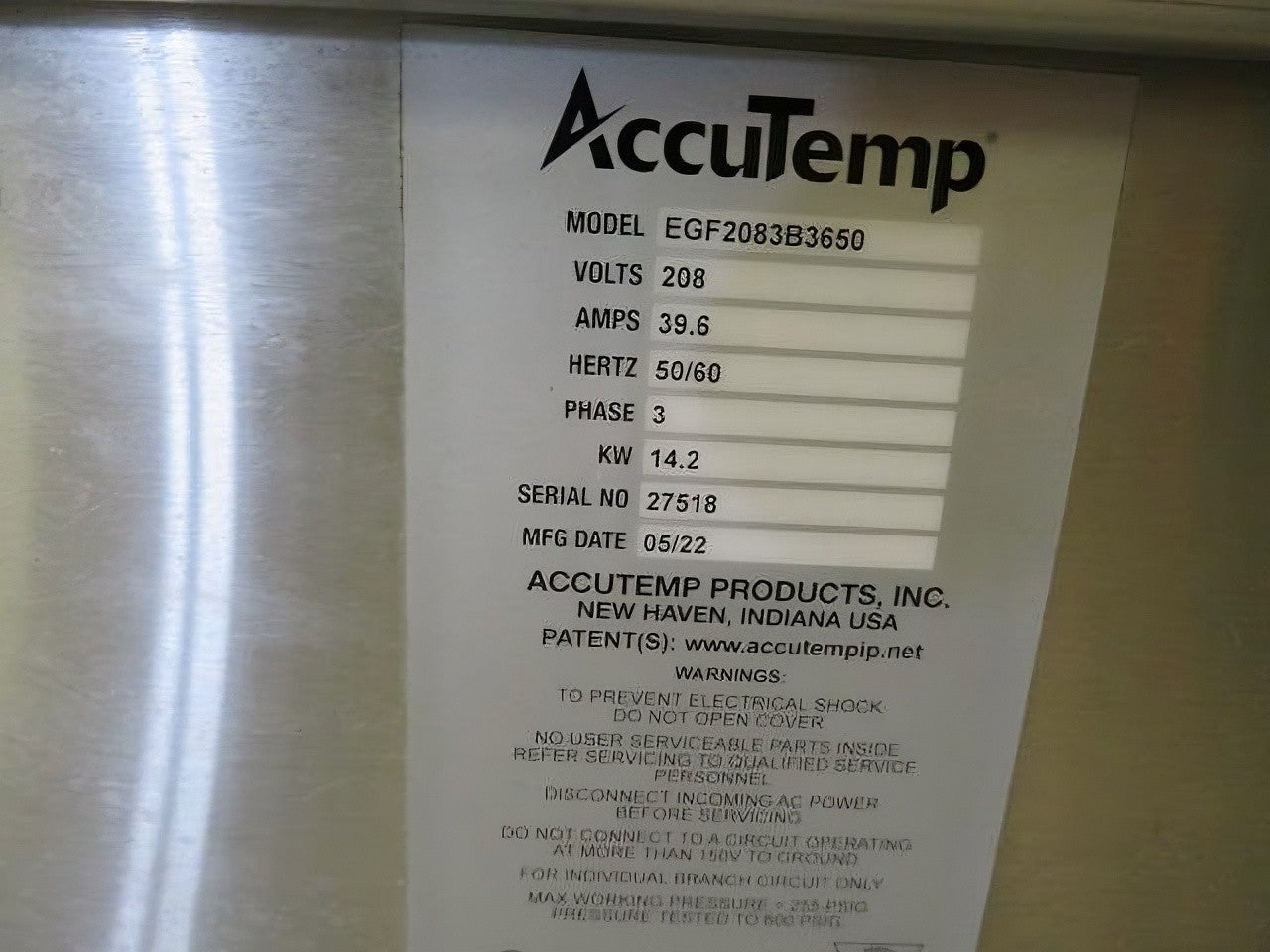 2022 AccuTemp Accu-Steam EGF2083B3650 36IN Electric Griddle 208/3p USED